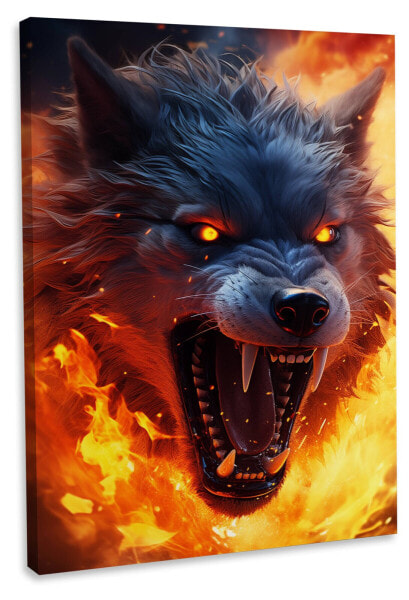 Leinwandbild Fire Wolf