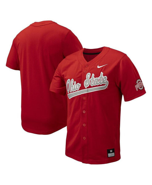 Men's Scarlet Ohio State Buckeyes Replica Full-Button Baseball Jersey