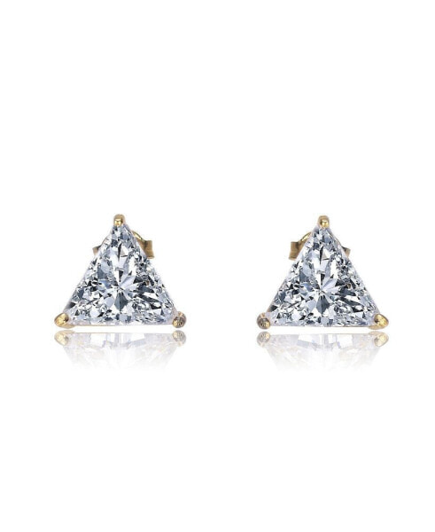 Sterling Silver Cubic Zirconia Medium Triangle Earrings