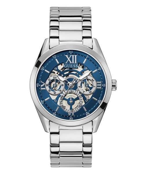 Men's Multi-Function Silver-Tone Stainless Steel Watch 42mm