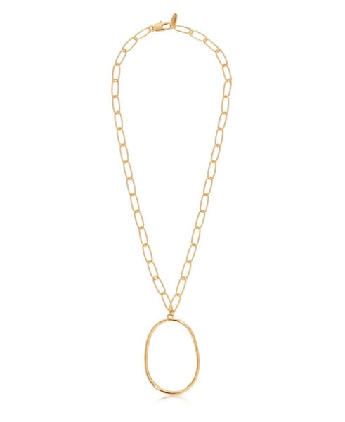 ETTIKA large 18K Gold-Plated Oval Pendant Chain Link Necklace