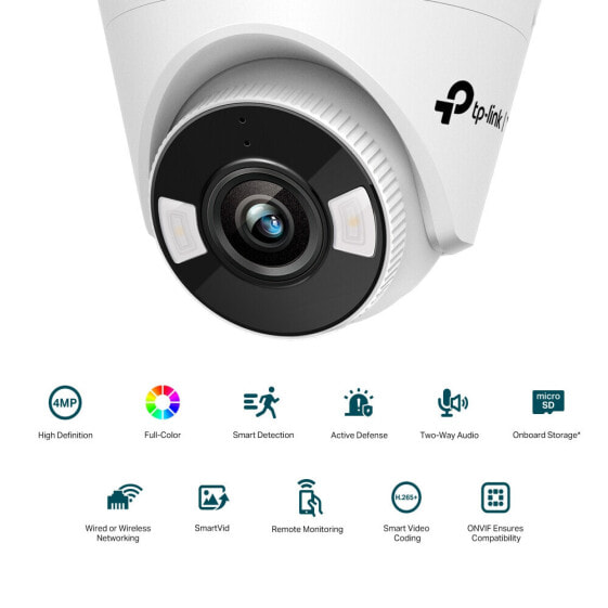 TP-LINK VIGI 4MP Full-Color Wi-Fi Turret Network Camera - IP security camera - Outdoor - Wired & Wireless - CE - RCM - BSMI - VCCI - RoHS - NTRA - KC - Ceiling/wall - White