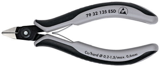 KNIPEX 79 32 125 ESD - Side-cutting pliers - Chromium-vanadium steel - Plastic - Black/gray - 12.5 cm - 61 g