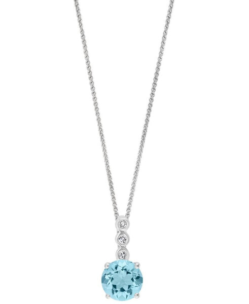 Aquamarine (3/4 ct. t.w.) & Diamond Accent 18" Pendant Necklace in 14k White Gold (Also in Morganite)