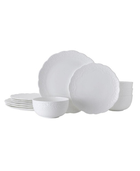 Abigail Bone China 12 Piece Dinnerware Set, Service for 4