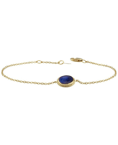 Lapis Lazuli Oval Rope-Framed Link Bracelet in 14k Gold (Also in Malachite)