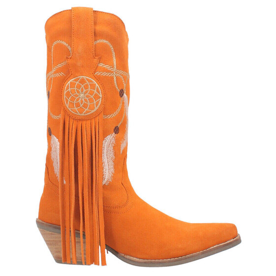 Dingo Day Dream Fringe Embroidered Round Toe Cowboy Womens Orange Casual Boots