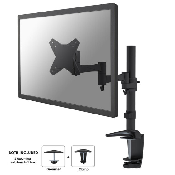Кронштейн NewStar monitor arm desk mount - Clamp/Bolt-through - 8 kg - 25.4 cm (10") - 76.2 cm (30") - 100 x 100 mm - Black
