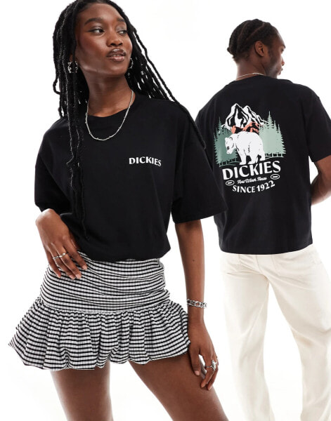 Dickies bloxom back print t-shirt in black- exclusive to asos