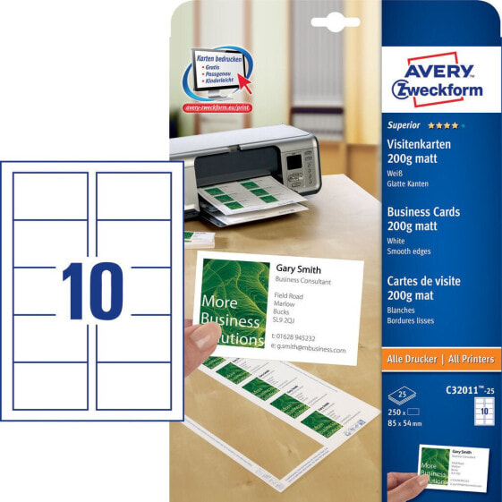 Avery Zweckform Quick&Clean A4 Business Cards - 200 g/m² - 25 sheet
