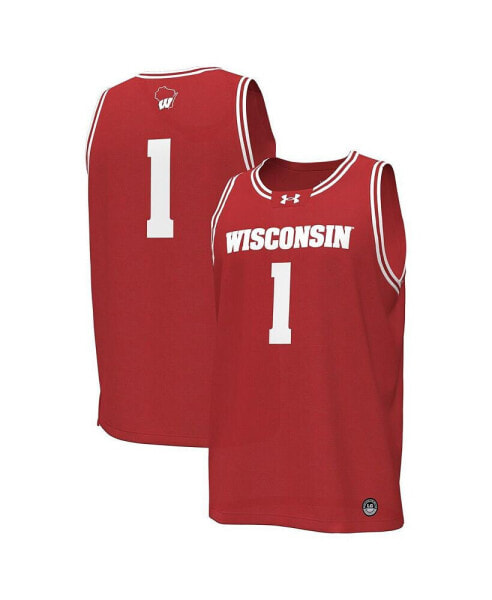 Men's #1 Red Wisconsin Badgers Replica Basketball Jersey