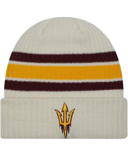 Men's Cream Distressed Arizona State Sun Devils Vintage-Like Cuffed Knit Hat