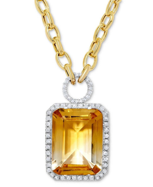 Citrine (22 ct. t.w.) and Diamond Pendant in 14k Gold