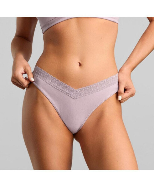 Women's Organic Cotton with Lace Thong Panty