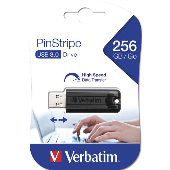 PinStripe 3.0 - USB 3.0 Drive 256GB ? - Black - 256 GB - USB Type-A - 3.2 Gen 1 (3.1 Gen 1) - Slide - 7 g - Black