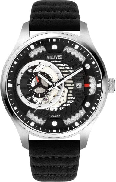 S.Oliver Armbanduhr Automatik schwarz silber SO-3941-LA