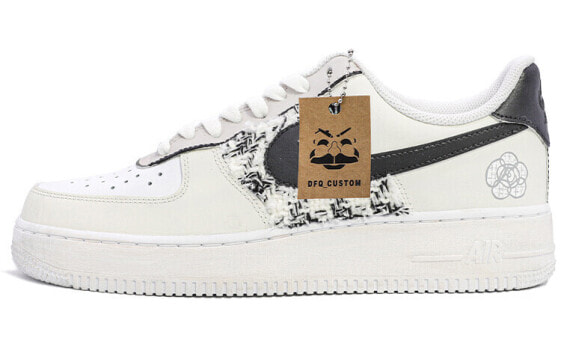 【定制球鞋】 Nike Air Force 1 Low 空军一号 小香风主题定制 贴布 简约风 千鸟格 复古 情侣 低帮 板鞋 男款 乳白 / Кроссовки Nike Air Force CW2288-111