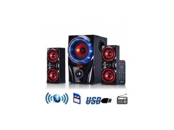 beFree Sound 2.1 Channel Surround Sound Bluetooth Speaker System in Red - BFS-99