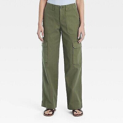 Women's Mid-Rise Utility Cargo Pants - Universal Thread Olive Green 0