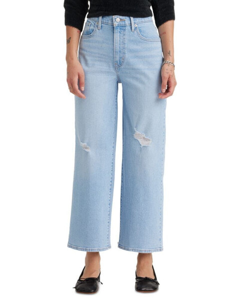 Women's High-Rise Wide-Leg Ripped Jeans