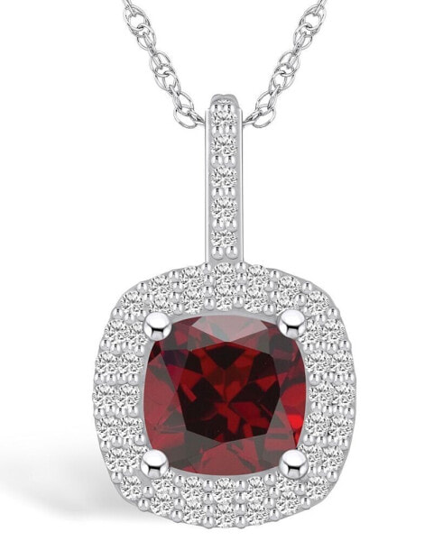 Macy's garnet (2-3/4 Ct. T.W.) and Diamond (1/2 Ct. T.W.) Halo Pendant Necklace in 14K White Gold