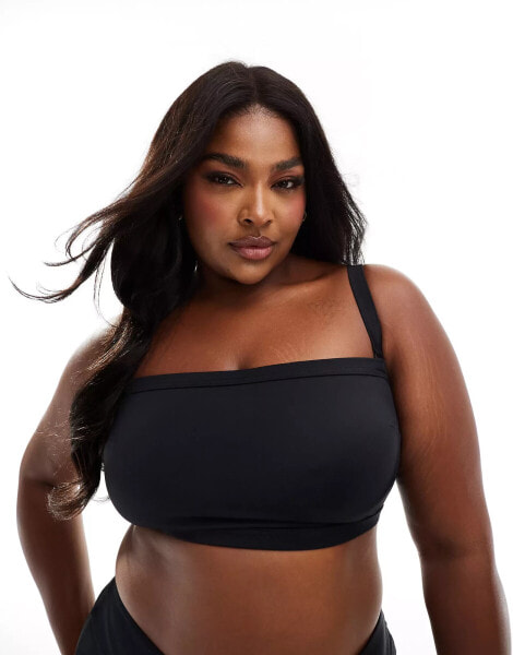 ASOS DESIGN Curve Maya mix and match square neck supportive bandeau bikini top in black