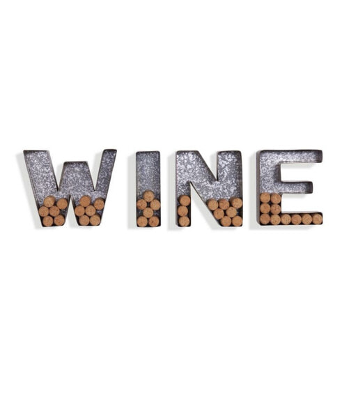 Wall Mount "WINE" Letter Set Cork Holder - Galvanized Sheet Metal