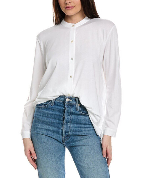 Eileen Fisher Mandarin Collar Shirt Women's White M