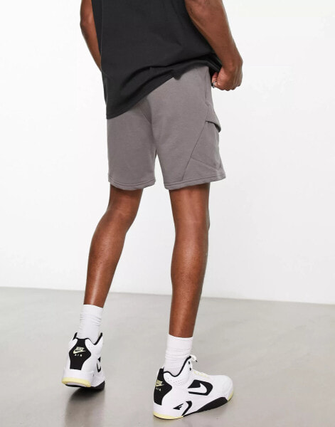 Bershka cargo jersey shorts in charcoal