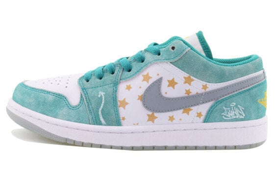 【定制球鞋】 Jordan Air Jordan 1 Low 活力春天 星星恶魔 五角星不掉色 低帮 潮流复古篮球鞋 男女同款 祖母绿 / Кроссовки Jordan Air Jordan DN3705-301