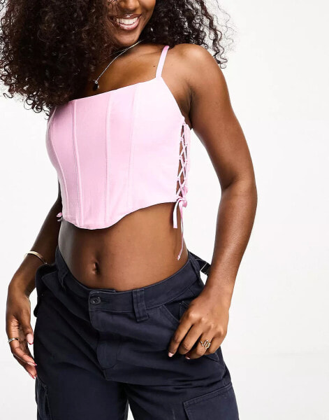 Gilly Hicks corset top with tie side detail in pink