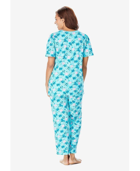 Plus Size Floral Henley PJ Set