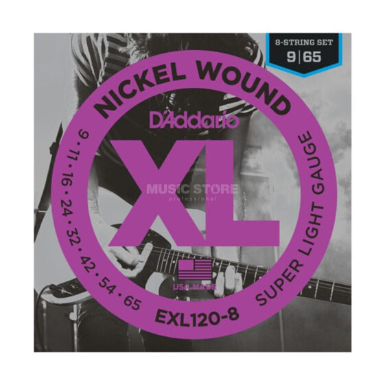 D'Addario E-Guit.Strings EXL120-8 09-65 Nickel Wound 8-String