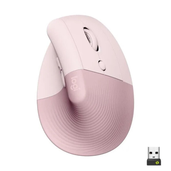 Logitech Lift Ergonomic Vertical Wireless Mouse, Bluetooth oder Logi Bolt USB-Empfnger, Silent Pink