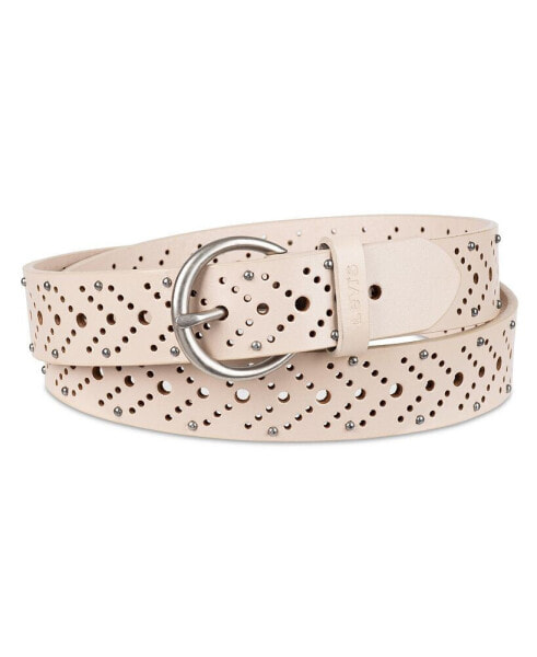 Women's Studded Fully Adjustable Perforated Leather Belt