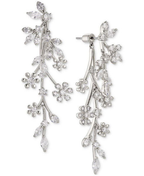 Cubic Zirconia Flower Front-to-Back Earrings, Created for Macy's