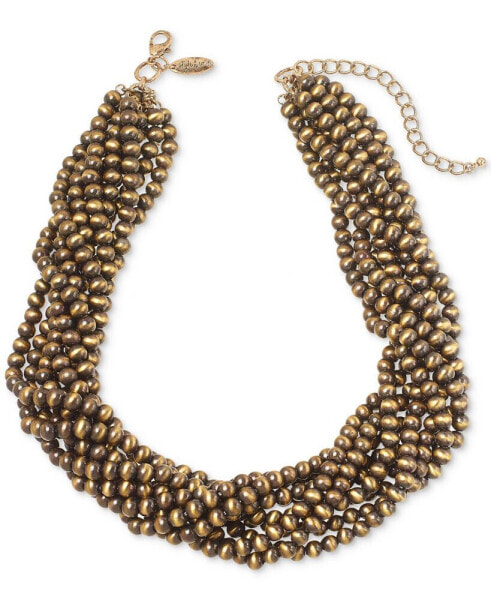 Gold-Tone Multi-Strand Beaded Statement Necklace, 19" + 3" extender, Created for Macy's