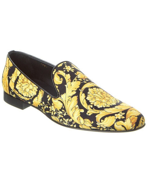 Versace Barocco Print Satin Loafer Men's Black 41