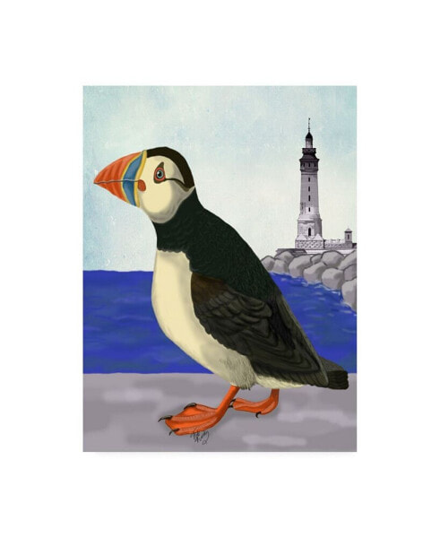 Fab Funky Puffin on the Quay Canvas Art - 37" x 49"