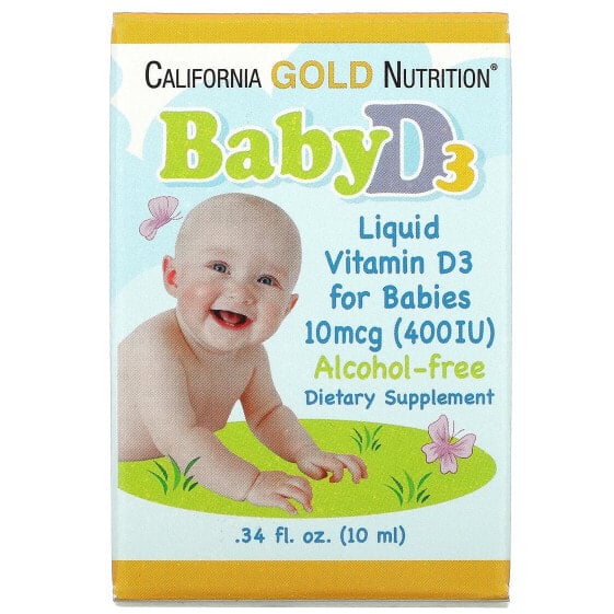 Baby Vitamin D3 Liquid, 10 mcg (400 IU), 0.34 fl oz (10 ml)