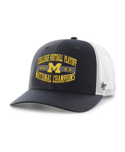 Men's Navy Michigan Wolverines College Football Playoff 2023 National Champions Trucker Adjustable Hat