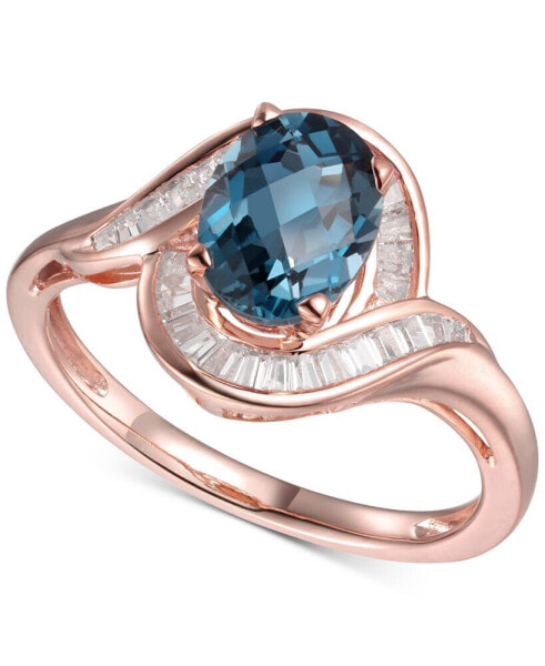 Кольцо Macy's London Swirl Blue Topaz & Diamond