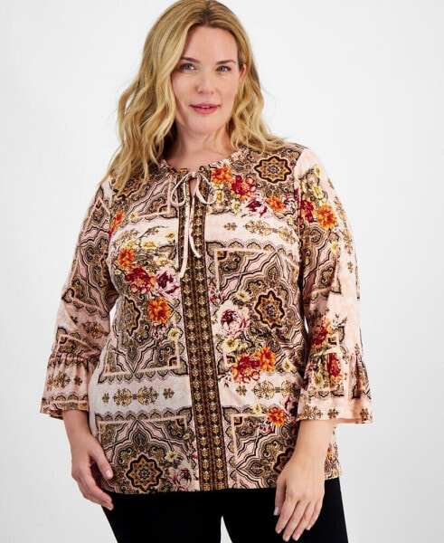 Plus Size Renaissance Romance Bell-Sleeve Top, Created for Macy's