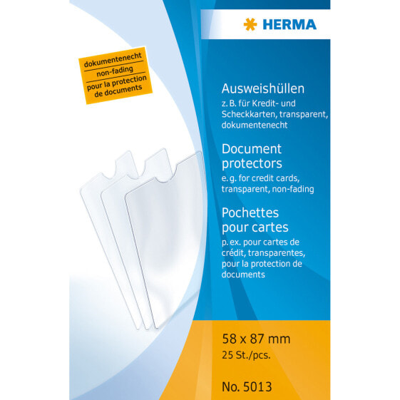 HERMA 5013, 58 x 87 mm, Transparent, Polypropylene (PP), 58 mm, 87 mm, 25 pc(s)