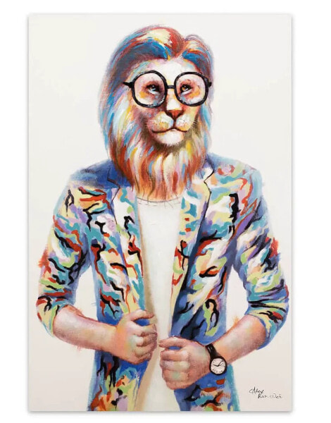 Acrylbild handgemalt Hipster Lion