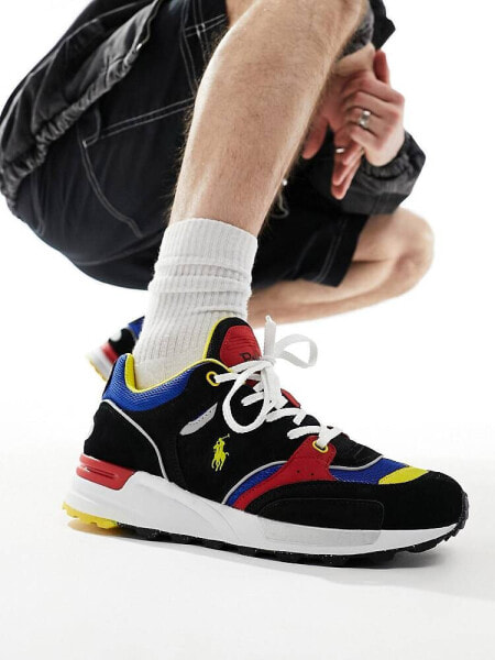 Polo Ralph Lauren Trackster 200 trainer in blue red black mix with logo