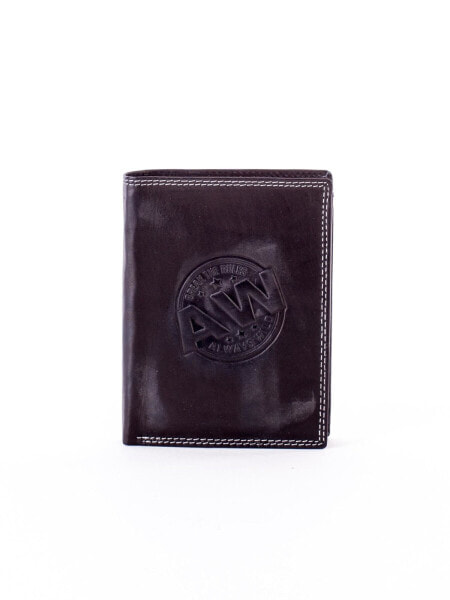 Мужское портмоне кожаное черное вертикальное без застежки Portfel-CE-PR-N4-WS.28-czarny Factory Price