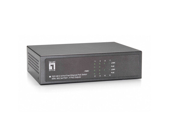 LevelOne 8-Port Fast Ethernet PoE Switch - 802.3at/af PoE - 4 PoE Outputs - 90W - Fast Ethernet (10/100) - Full duplex - Power over Ethernet (PoE)