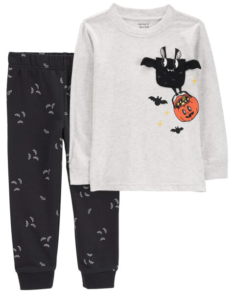 Toddler 2-Piece Halloween Bat Tee & Jogger Set 2T