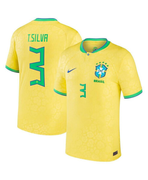 Men's Thiago Silva Yellow Brazil National Team 2022/23 Replica Home Jersey